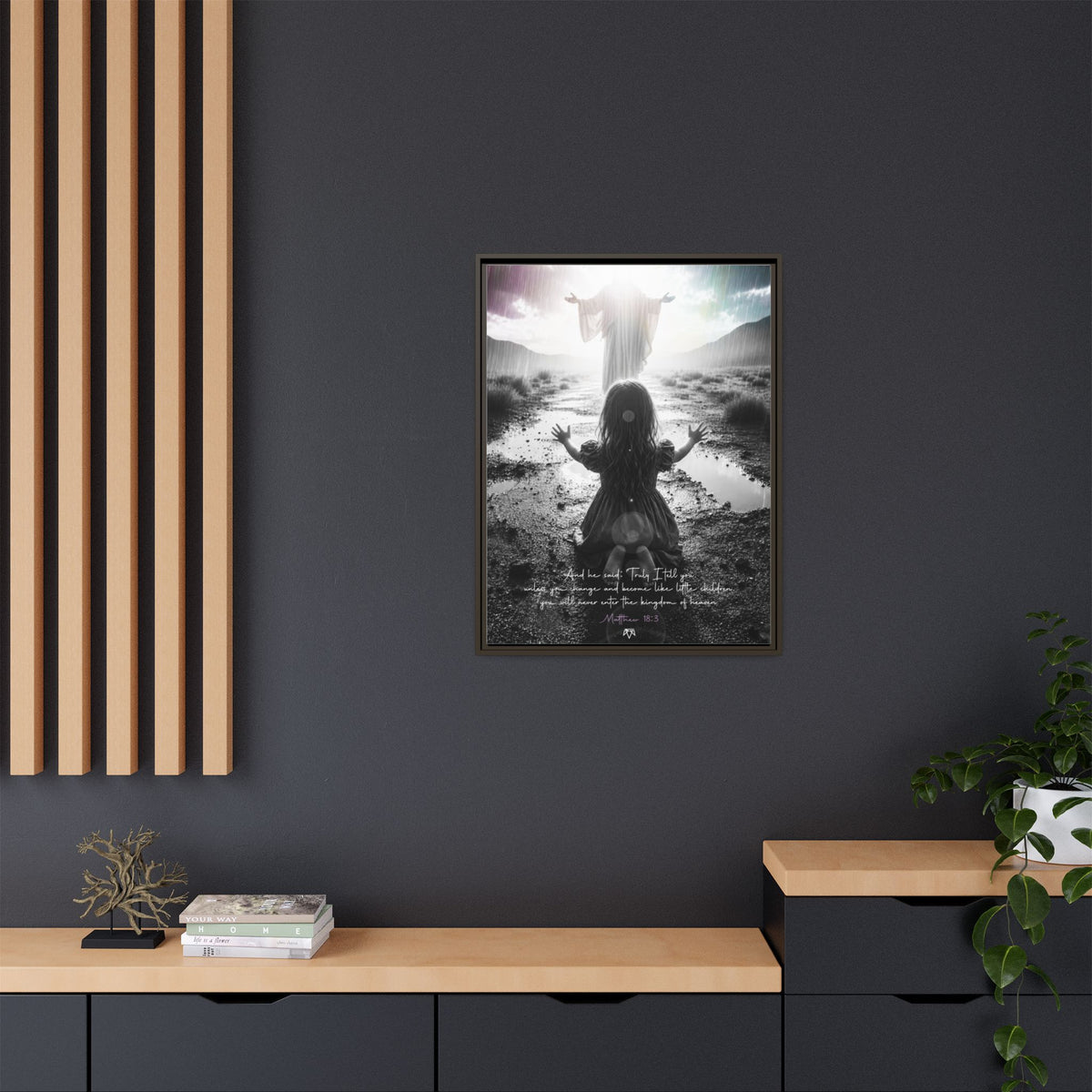 As a child (Matthew 18:3) - Framed Matte Canvas