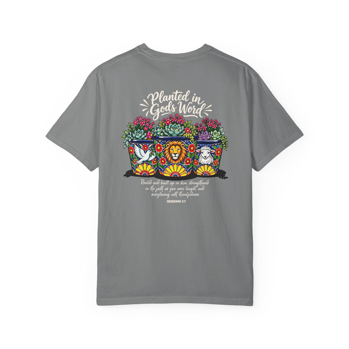 Planted in God's Word T-Shirt — Floral Planter Bible Verse Tee