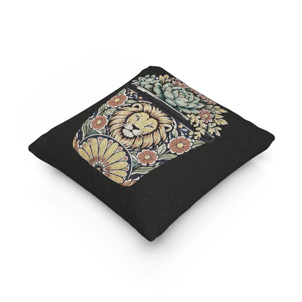Planted In Gods Word (Lion) Woven Pillow — Botanical Succulent Decorative Cushion
