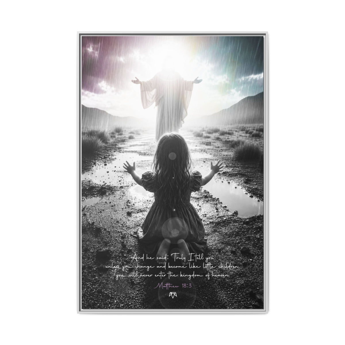 As a child (Matthew 18:3) - Framed Matte Canvas