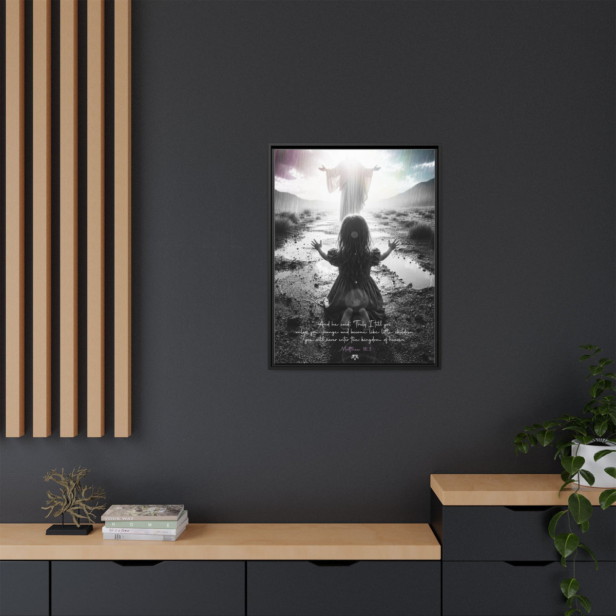 As a child (Matthew 18:3) - Framed Matte Canvas