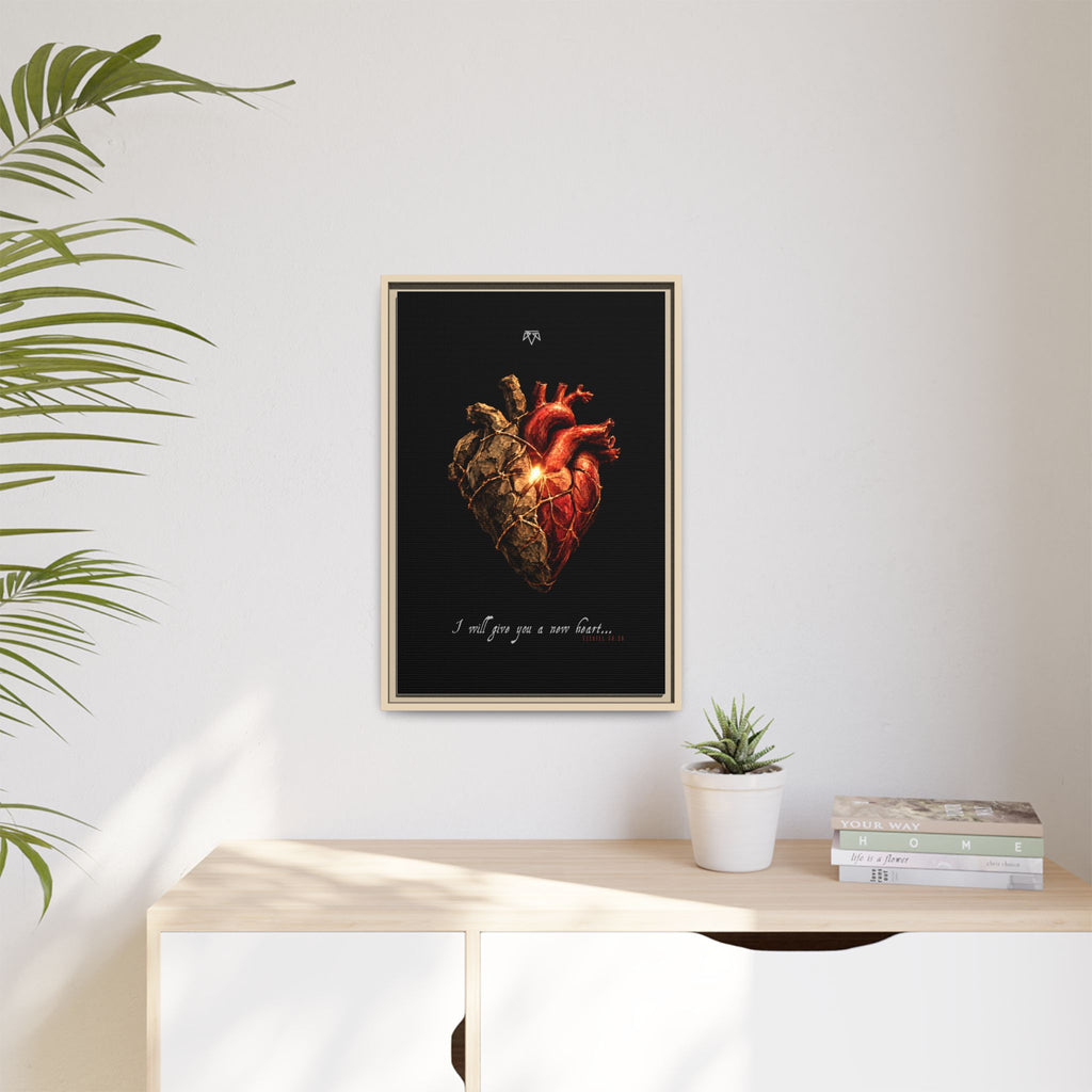 A New Heart (Ezekiel 36:26) - Framed Matte Canvas