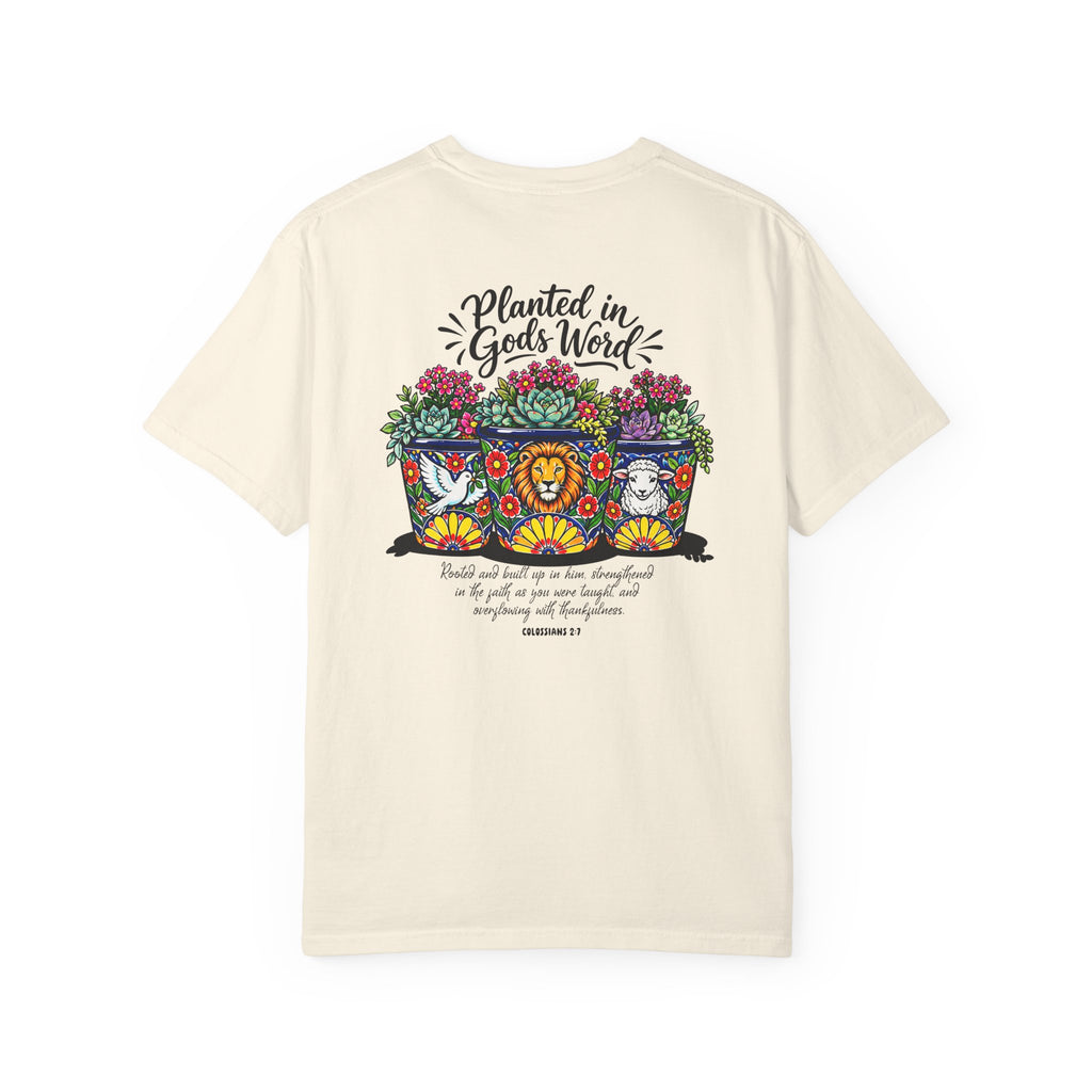 Planted in God's Word T-Shirt — Floral Planter Bible Verse Tee