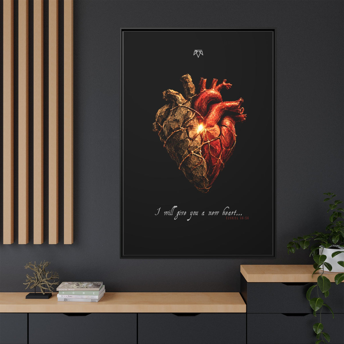 A New Heart (Ezekiel 36:26) - Framed Matte Canvas
