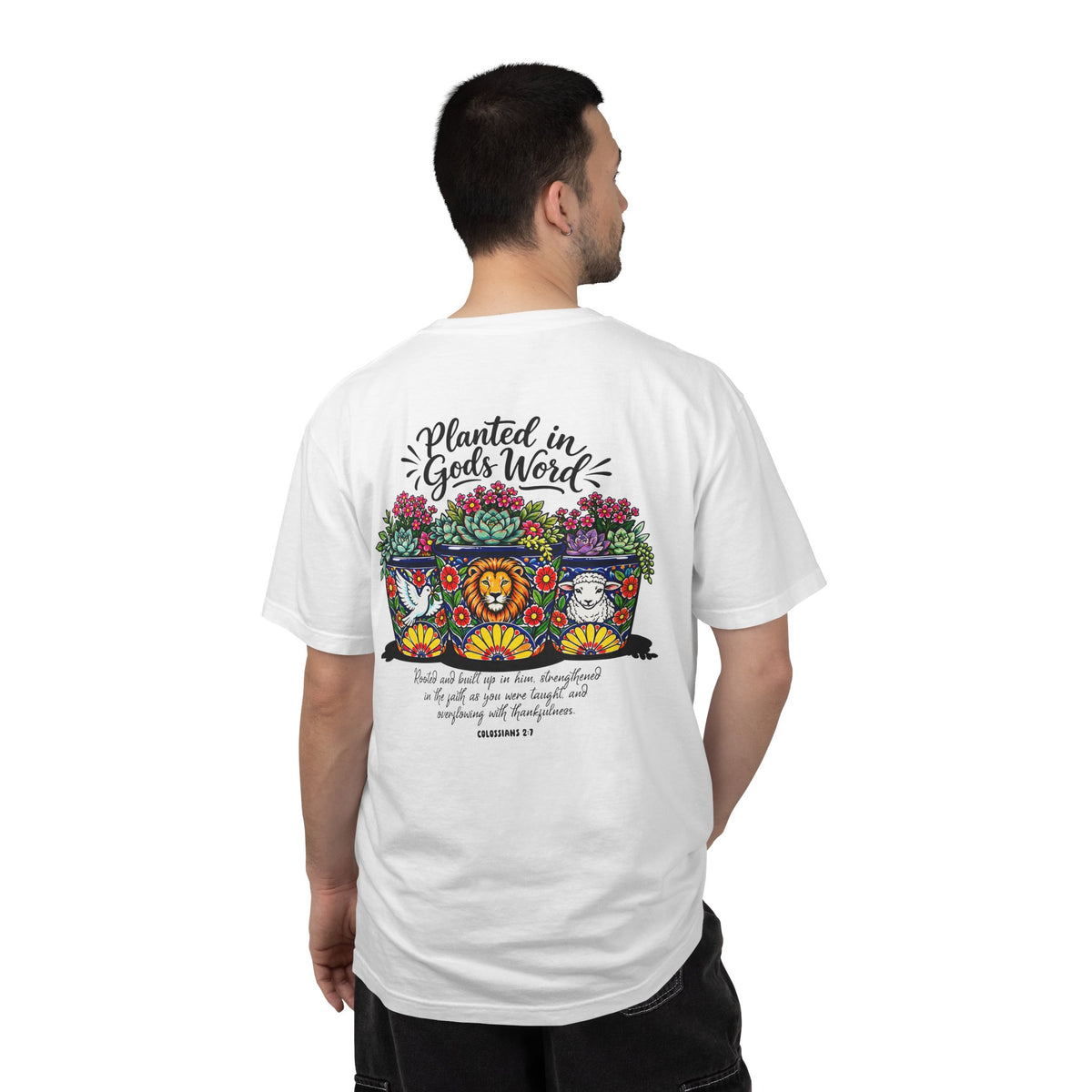 Planted in God's Word T-Shirt — Floral Planter Bible Verse Tee