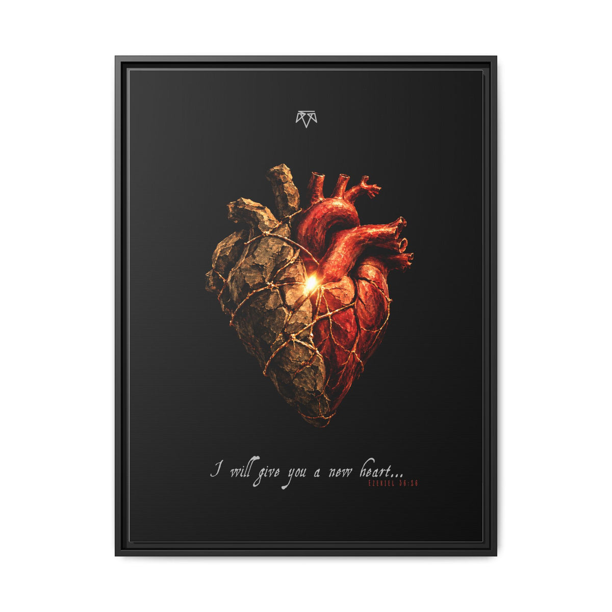 A New Heart (Ezekiel 36:26) - Framed Matte Canvas