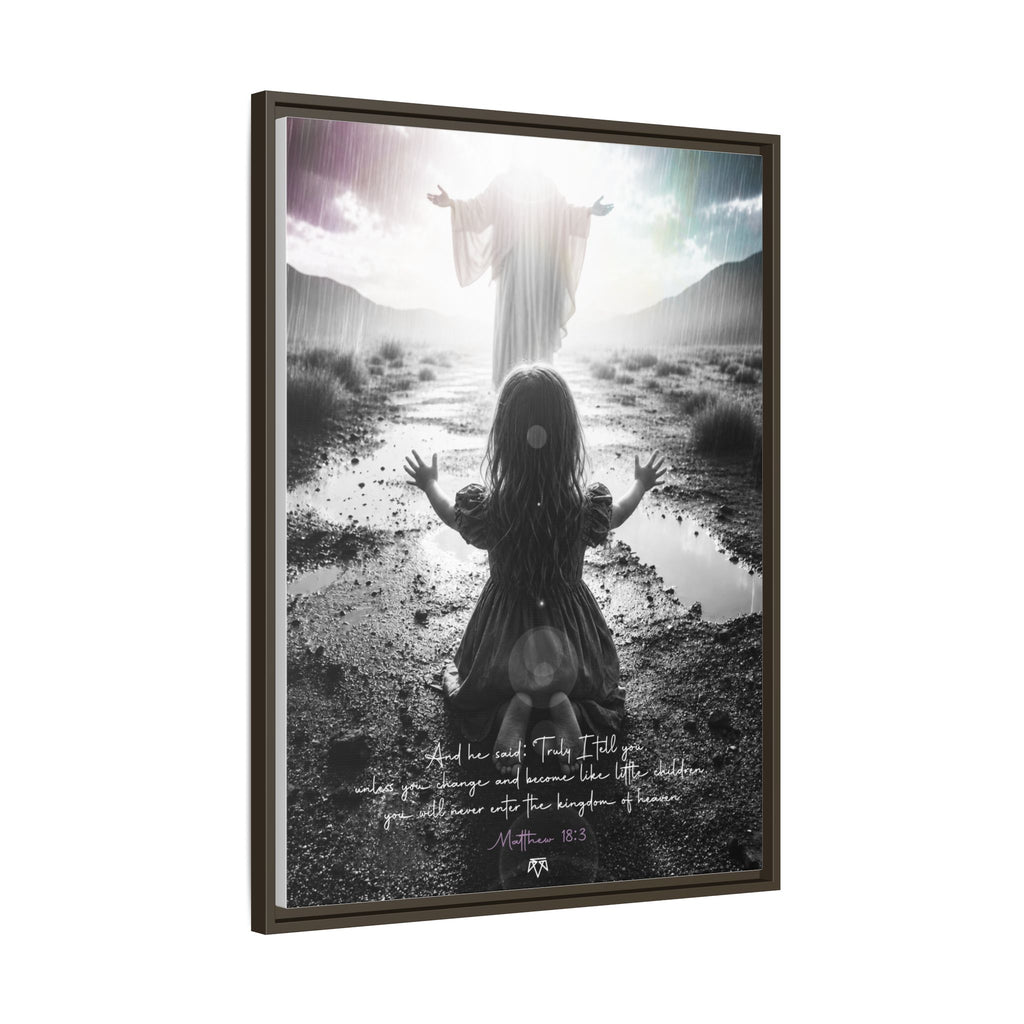 As a child (Matthew 18:3) - Framed Matte Canvas